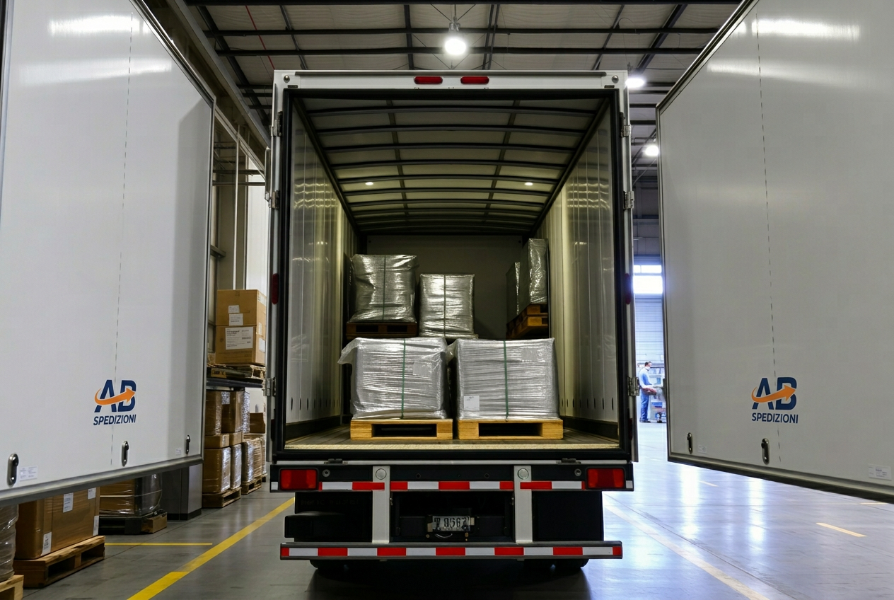 Carico di pallet all'interno di un camion AB Spedizioni